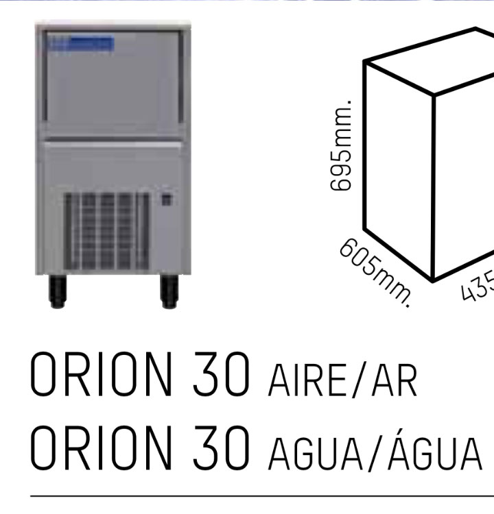 Fabricador compacto de cubitos de hielo mazizo (Marca ITV ORION 30 AGUA/AGUA)